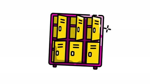 Animated Sketch Locker Opening and Closing Icon