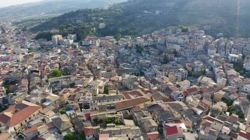 Beautiful Medieval Italian City in the Mountain Aerial