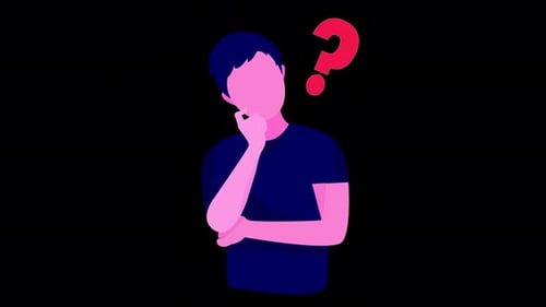 Animated Flat Design Person Thinking with Question Mark Icon