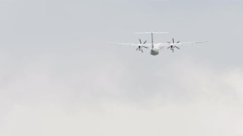 Airplane Flying in the Cloudy Sky