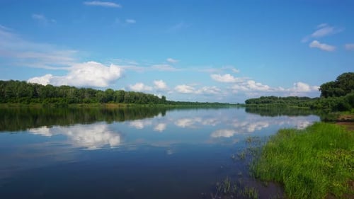 Calm River and Clouds Timelapse