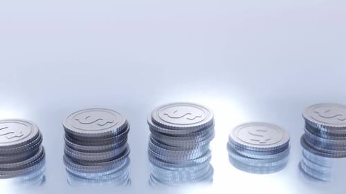 Animated Stacking Silver Coins for Financial Growth Presentation