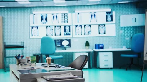 Empty Doctor Office Awaiting a Patient Visit Featuring Diagnostic Equipment