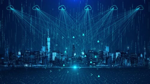 Data Transfer Concept on Cloud and Cloud Computing Network AI and Data Science Futuristic Technology