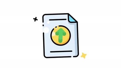 Document with an arrow pointing upwards icon animation