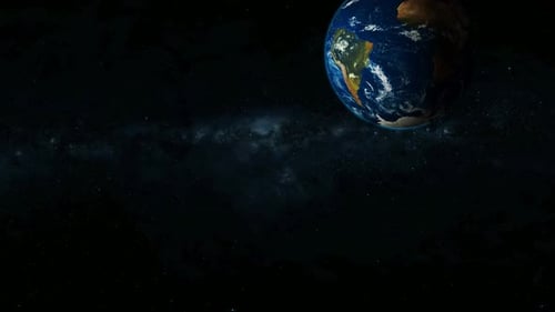 Rotating Planet Earth from Space with Glimmering Stars