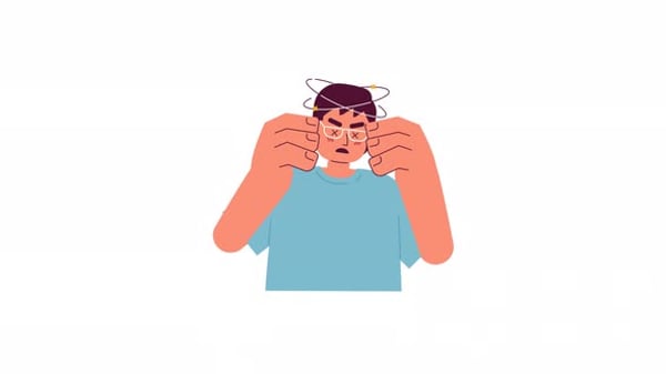 Animated Man with Stress and Dizziness Symptoms, Elements Motion ...
