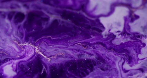 Swirling Purple and White Paint with Glitter