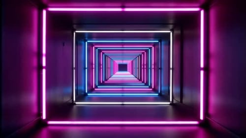 Cyberpunk Neon Corridor Loop with Glowing Light Frames