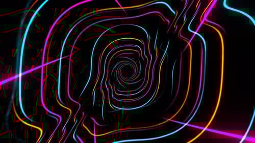 Pink And Orange And Cyan Neon Spiral Shine Background Vj Loop In 4K