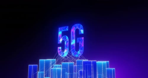 5G Technology Network Abstract Geometric Connectivity Animation