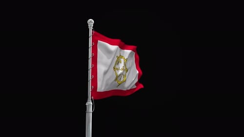 Religious Symbol Flag Waving on Pole Animation