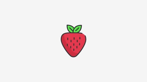 Animated Flat Design Strawberry Icon