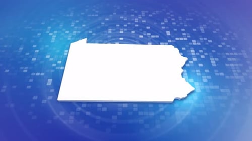 Animated Pennsylvania Map Outline on Digital Background