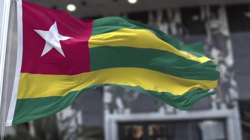 Togo National Flag Waving in Realistic Wind Animation Loop
