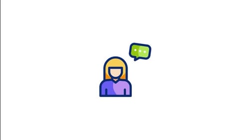 Animated Flat Design Person Icon with Speech Bubble