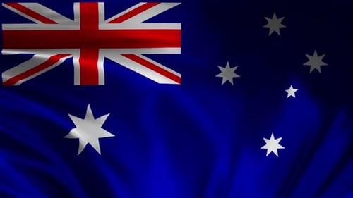Australian Flag Waving In Realistic Fluid Animation