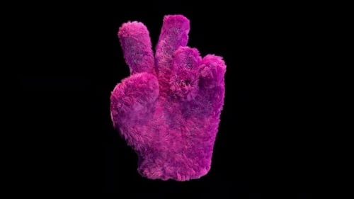 Plush Hand Peace Social Media Icon Alpha Loop
