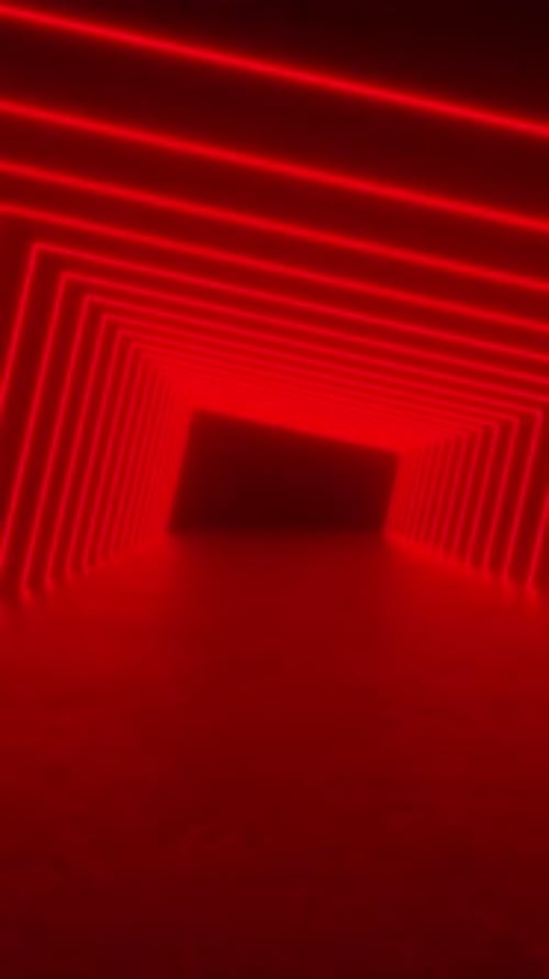 Red Neon Geometric Tunnel Abstract Background Animation