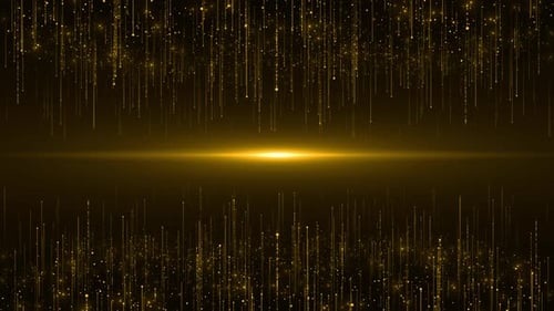 Sparkling golden dust effect. Abstract luxury background shiny glitters glowing particles on black.