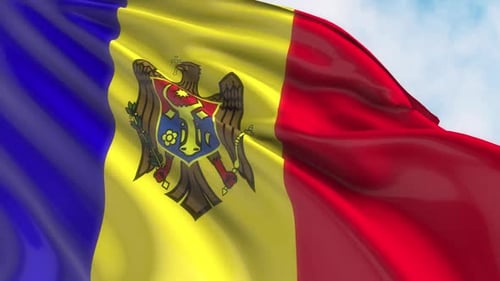 Realistic Moldova National Flag Waving Loop Animation