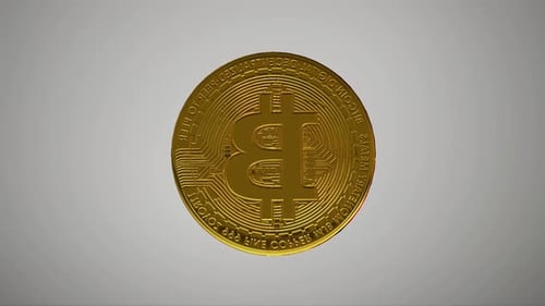Golden Bitcoin Coin Spinning 3D Animation Loop
