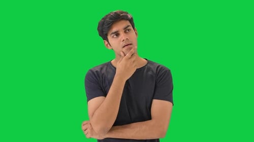 Indian boy thinking Green screen