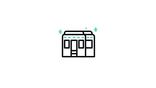 Minimalist Line Art Building Icon Animation