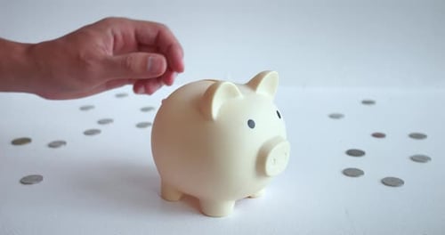 Piggy Bank Receives Another Coin Its Belly Growing with Potential Wealth Piggy Bank Cute Guardian of