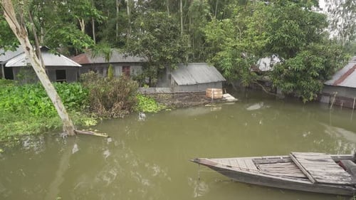 Flooded house of Northern Bangladesh in 2020.