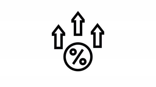 Animated Percentage Growth Icon in Flat Design Style