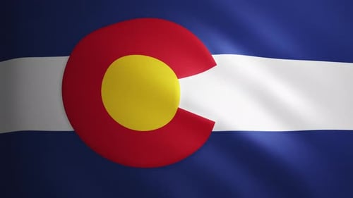 Waving Colorado State Flag Realistic Animation