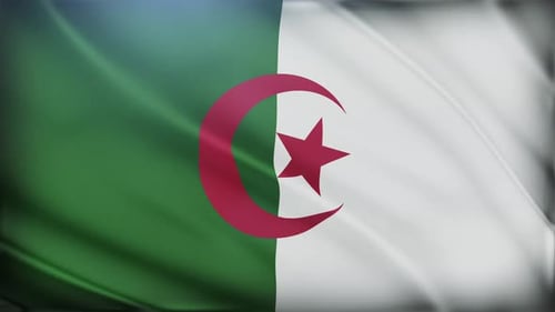 The Waving Of The Algeria Flag 4k Video Background.