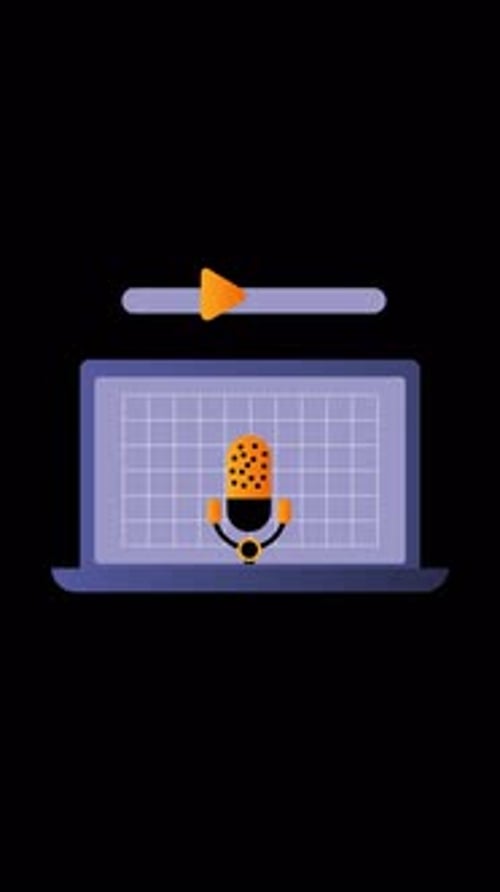 Animated Laptop Voice Recording with Chat Bubbles Icon