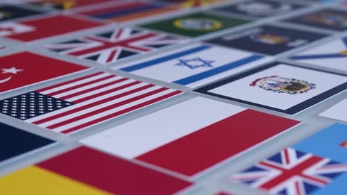 Array of Varied National Flags Dolly Shot