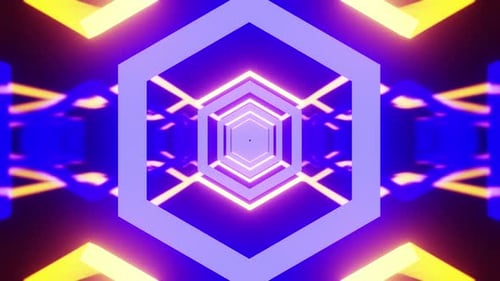 Purple With Orange Neon Arrow Tunnel Vj Loop Background