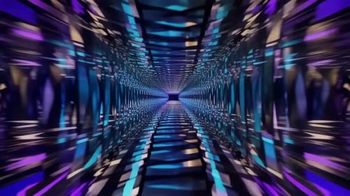 Futuristic Blue Purple SciFi Geometric Tunnel Loop