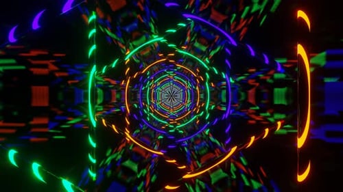 Turquoise And Purple And Orange Hexagon Type Neon Lamp Light Background Vj Loop In 4K