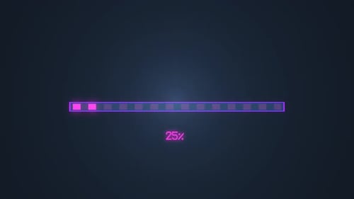 Animation de progression de la barre de chargement, compte à rebours à 100 %, barre de chargement et chargement terminés