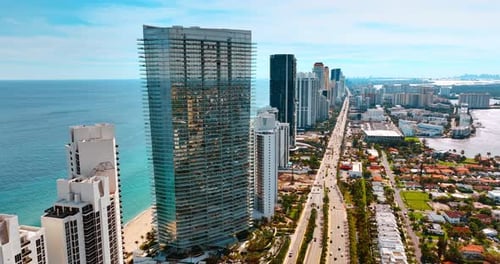Stunning view of a sunny Miami Beach, Florida, USA.