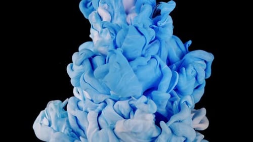 Fluid Art Serenade Cerulean Cascade of Blue and White Color Paint Drops in Water