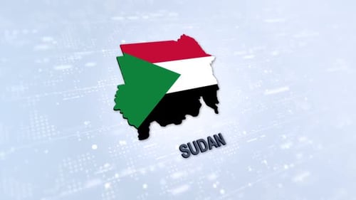 Sudan Map Flag Animation with Country Name Title