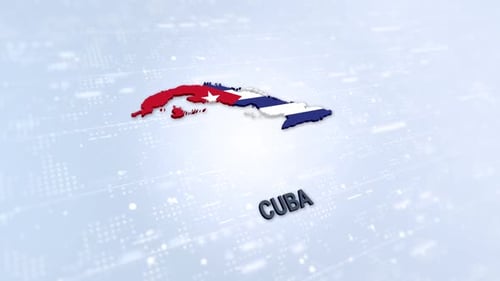 Animated 3D Map of Cuba with Flag Reveal