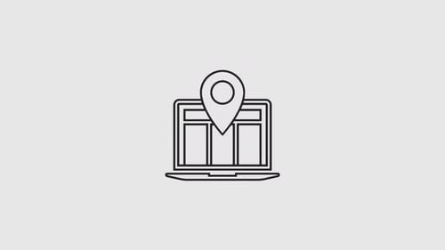 Minimalist Line Art Laptop Location Icon Animation