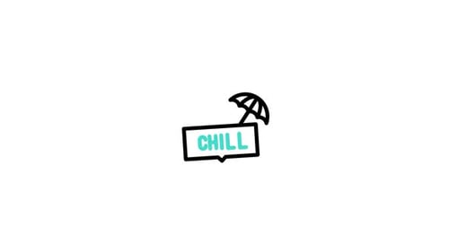 Animated Chill Text Speech Bubble with Umbrella Icon