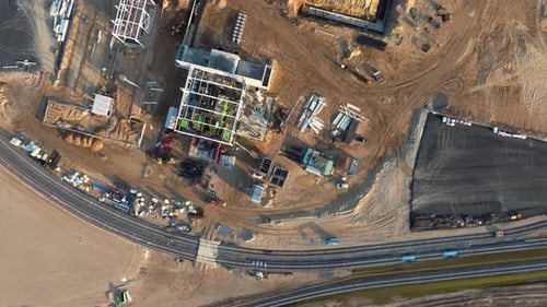Aerial View of Construction Site for Factory