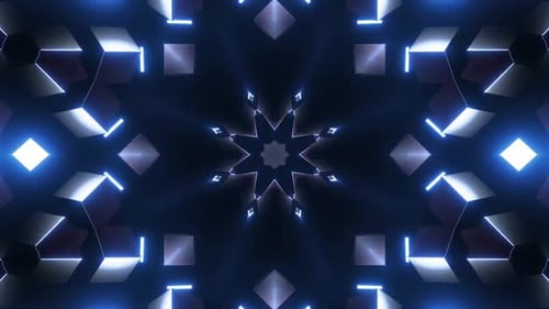 Symmetrical abstract geometric design with glowing lights