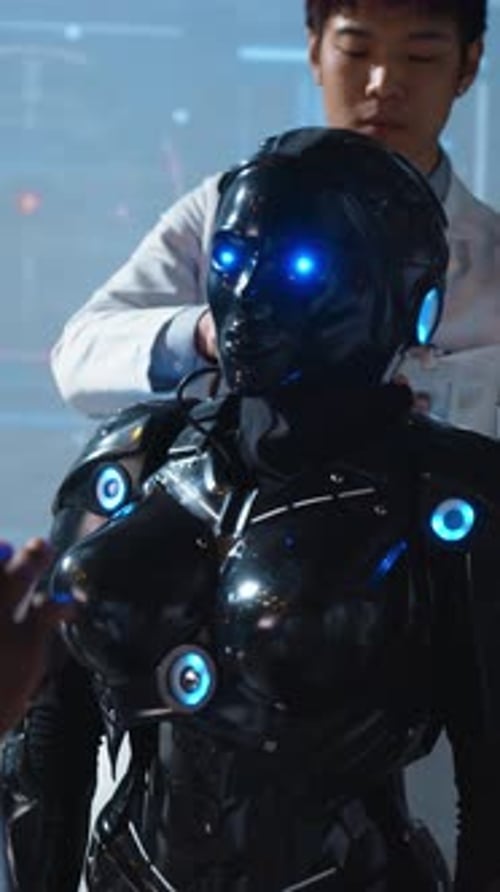 Robotique innovante Un scientifique travaille sur la technologie Android avancée et ses utilisations