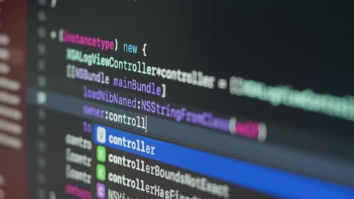 Codieren von UX-UI-Skripttext auf dem Bildschirm HTML5 im Editor für die Website-Entwicklung Nahaufnahmemakro von