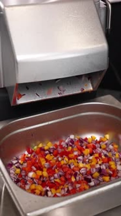 The chef prepares vegetables. Close-up